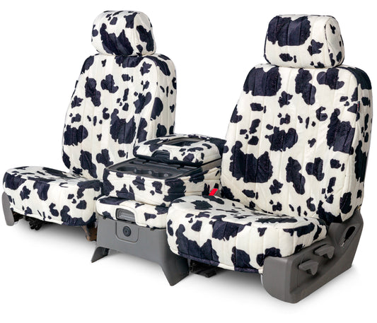 Subaru animal velour custom seat covers in black cow