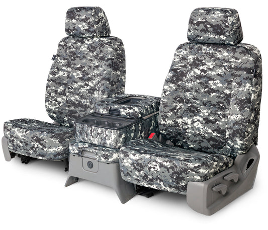 GMC digital camouflage custom seat covers in grey