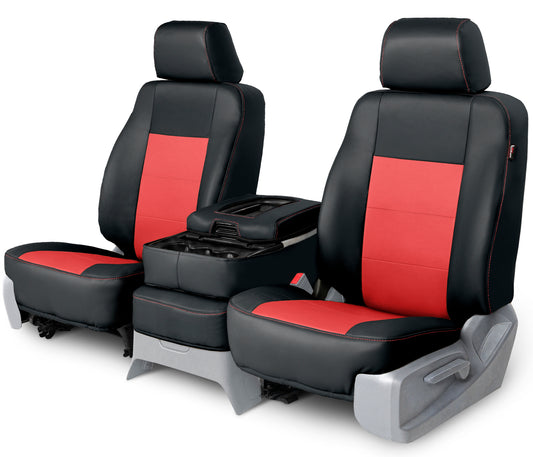 Lexus leatherette custom seat covers in black and red